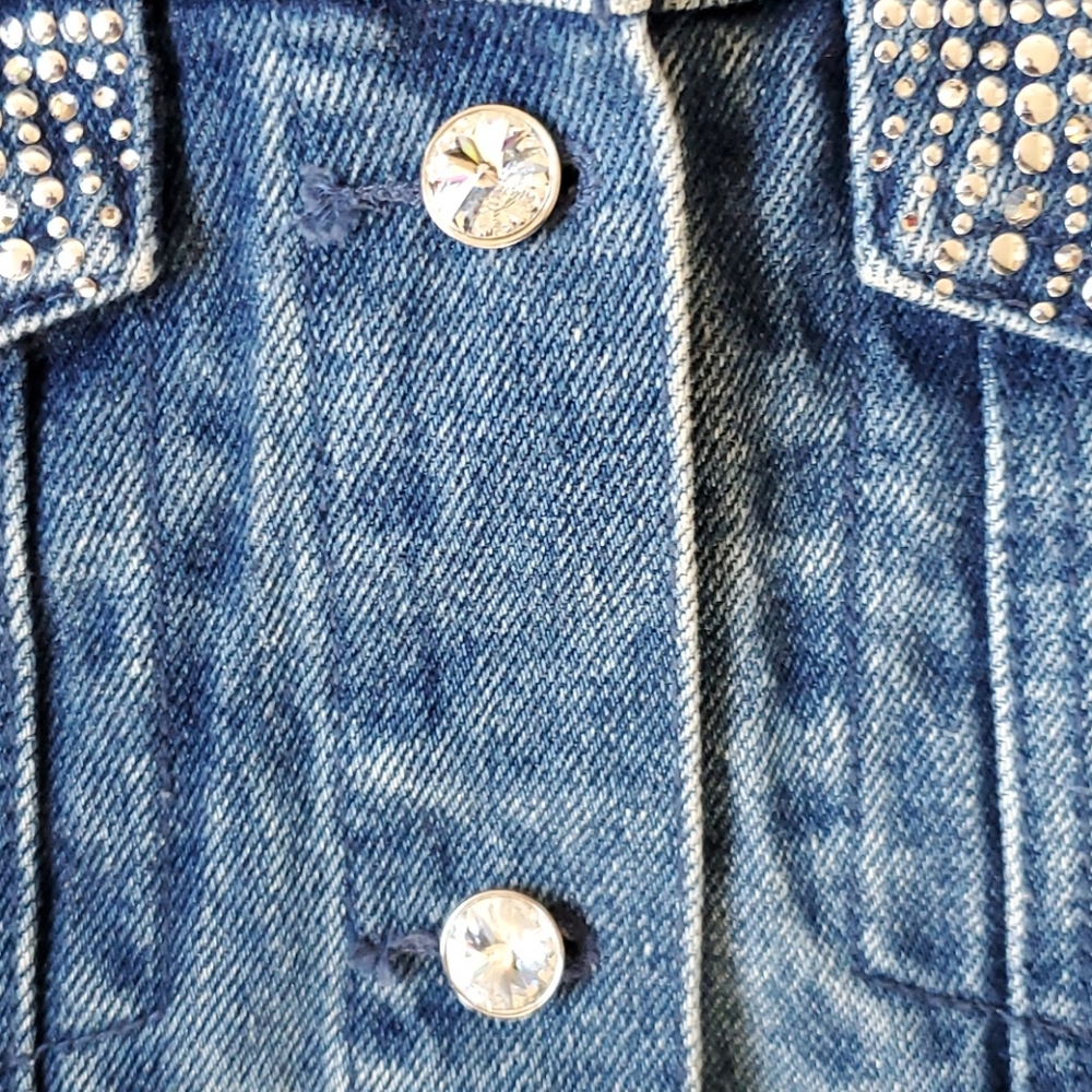 Christine Alexander embellished jean jacket vest S - Picture 5 of 6